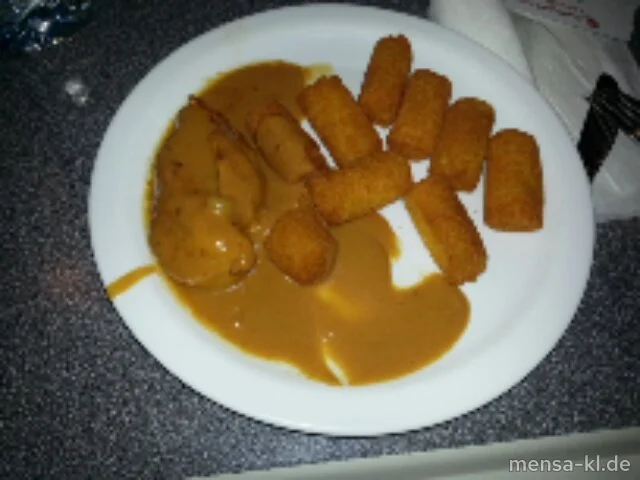 Frisches Hähnchenbrustfilet (G) mit Rahmsoße und Kroketten (1)