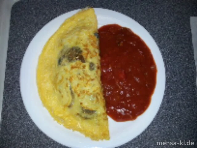Spanische Gemüsetortilla mit Paprika, Zwiebeln und Champignons (3,V,Lfrei), dazu Salsa (2,V,Lfrei)