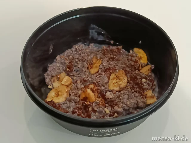 Frisch gekochtes Porridge aus Haferdrink/Banane/Heidelbeere/Chia (Gl)