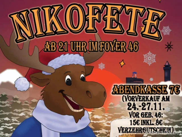 Nikofete ab 21 Uhr. <a href="https://www.instagram.com/p/DRiC_SWjDCJ/">Details bei @fsphysik_rptukl</a>