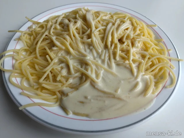 Spaghetti (Gl) Carbonara mit Käsesoße (Gl,La), dazu Salat