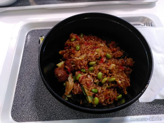 Reis Teriyaki Meatballs mit Pak Choi, Paprika und Edamame (5,Gl,Sw,Se,So)