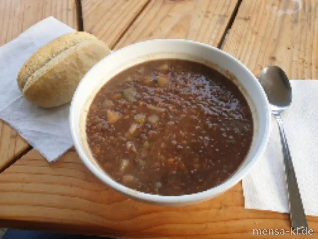 Linseneintopf (Sl) mit Brötchen (Gl,So)