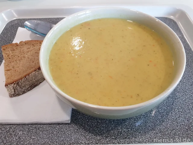 Blumenkohl-Curry Eintopf (La,Sl,Sf), dazu eine Scheibe Bauernbrot (Gl)