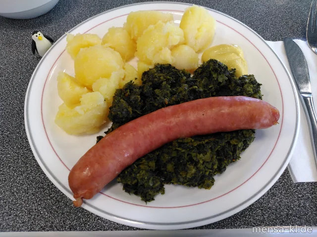 Grünkohl (Gl,La) mit Bregenwurst (2,3,S) und Salzkartoffeln www.rettetdieknolle.de (5,Sw)