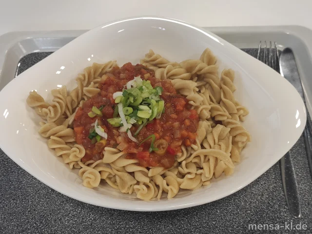 Vollkorn-Boccolini (Gl) mit veganer Gemüsebolognese (Nu,Sl)