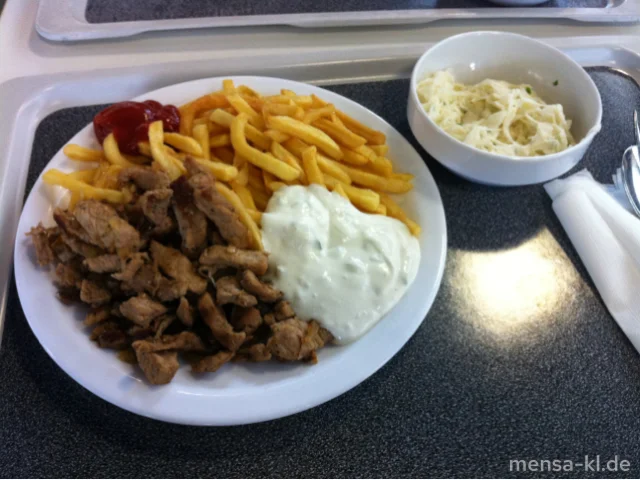 Gyros (S) mit Tzatziki, Pommes-Frites und Krautsalat