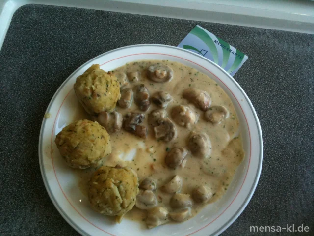 Frische Champignons (V) in Rahm, Semmelknödel (2/3)
