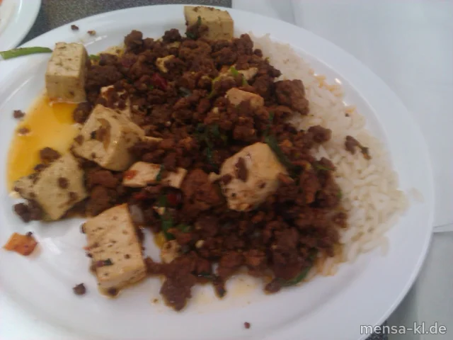CHINA-WOK: Tofu mit Hackfleisch (S/R) und Ingwer, Reis