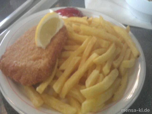 Paniertes Schnitzel "Wiener Art" (S) mit Pommes-Frites und Salat