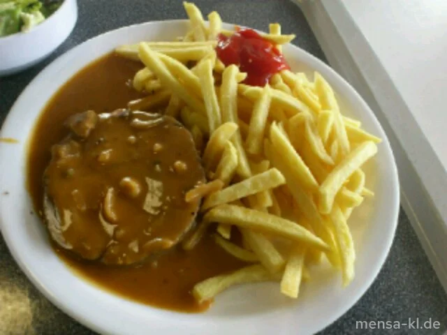 Brasilianischer Rahmbraten (1,2,S) mit Pommes-Frites und Salat