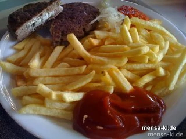 Hacksteak "Croatia" (S/R) mit Ajvar, Pommes-Frites und Krautsalat