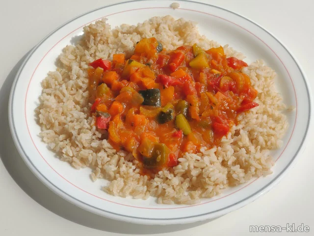 Gemüse Jambalaya (Gl,Sl) mit Naturreis und Rote-Beete-Salat