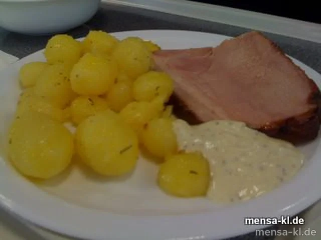 Grillschinken (S/2/4) mit Dijonsenf-Dip und Schwenkkartoffeln