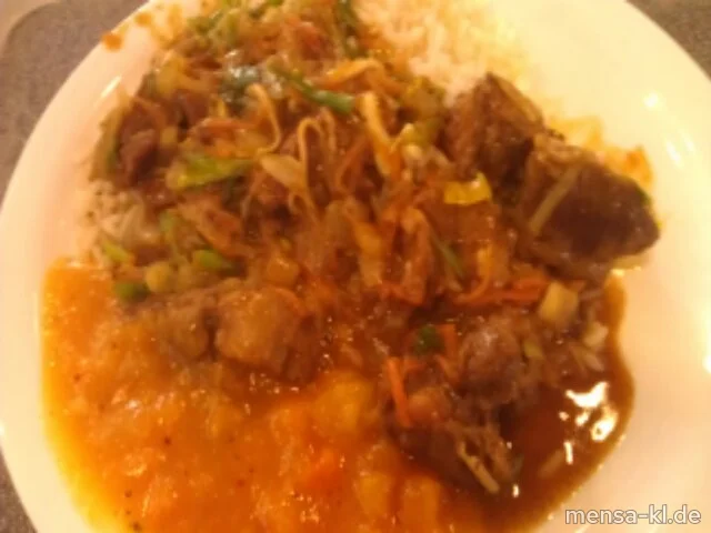 Lammragout (L), Kürbis-Chutney, Reis
