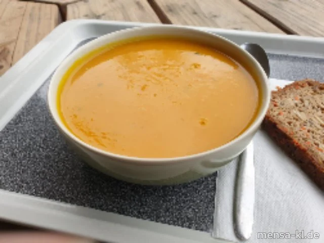 Kürbiseintopf (Gl,La,Sl,So), dazu eine Scheibe Bauernbrot (Gl)