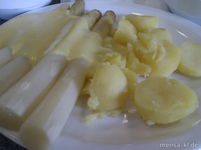 Frischer Pfälzer Stangenspargel (V) mit Sauce Hollandaise, Dampfkartoffeln und Salat
