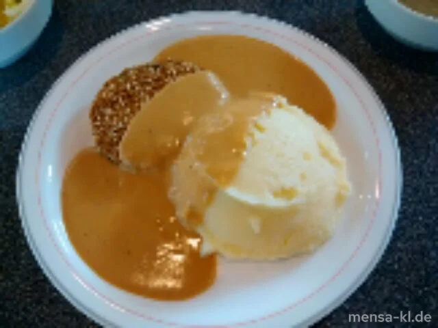 Vollkorn-Pilz-Bratling (2,V) mit Rahmsoße (V,A), Grumbeer-Stampes (V) und Salat (V)