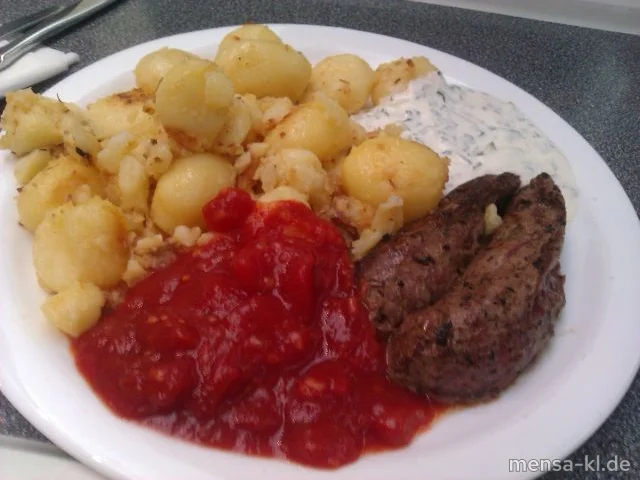 Lammfilet mit Harissa-Dip und gebackenen Kartoffeln