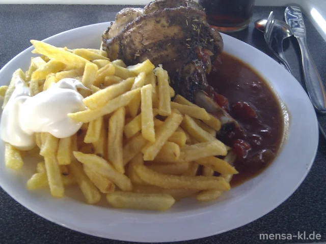 Lammhaxe "Provencial" mit Pommes-Frites
