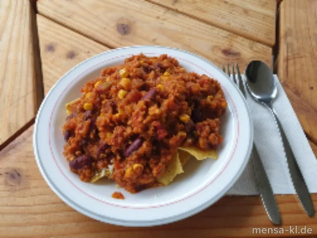 Überbackene Nachos (2,Gl,Lu) mit Sojabolognese (Sl,Sf,So)
