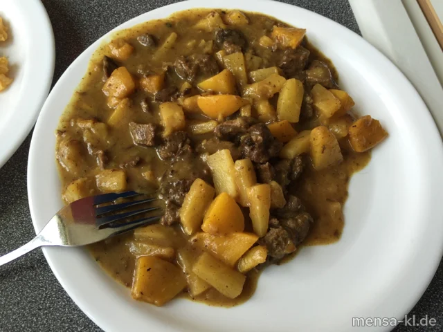 Lammcurry "Bombay" mit Ananas, Banane und Pfirsich (Gl,La,Sl,Sf,L), Duftreis