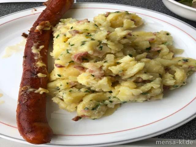 Käsegriller (1,2,8,La,R,S) mit Kartoffelsalat (1,2,5,Sw,Sf,S)