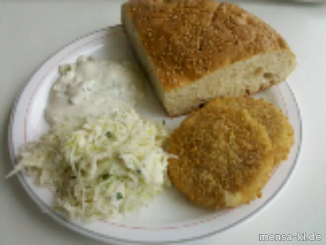 Gebackener Feta (V) mit Krautsalat (V), Tzatziki (V) und Pita (V)