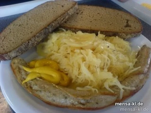 Thüringer Bratwurst (S/2/3/4) mit Sauerkraut und Bauernbrot