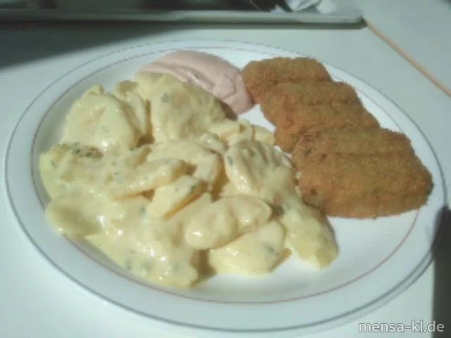 Gemüsestäbchen (Gl,Sl,V) mit Cocktail-Dip (5,9,Gl,Ei,La,Sw,So,V), Kartoffelsalat (1,5,9,Gl,Ei,La,Sw,Sf,So,V) und Gurkensalat (1,5,9,Gl,Ei,La,Sw,Sf,So,V)
