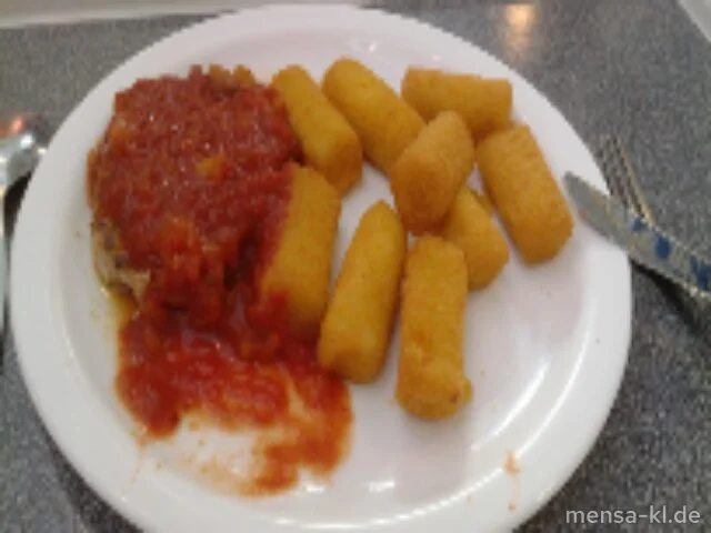 Schweinerückensteak "Diavolo" (S) mit Kroketten (1)