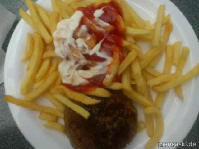 Große Frikadelle (R,S) mit Pommes-Frites