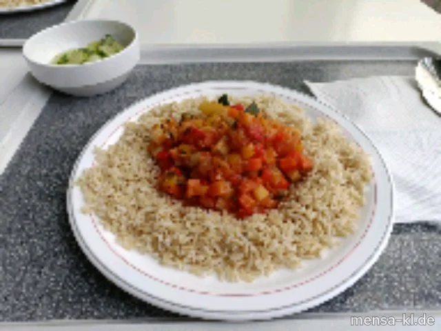 Gemüse-Jambalaya (Sl) mit Naturreis und Gurkensalat