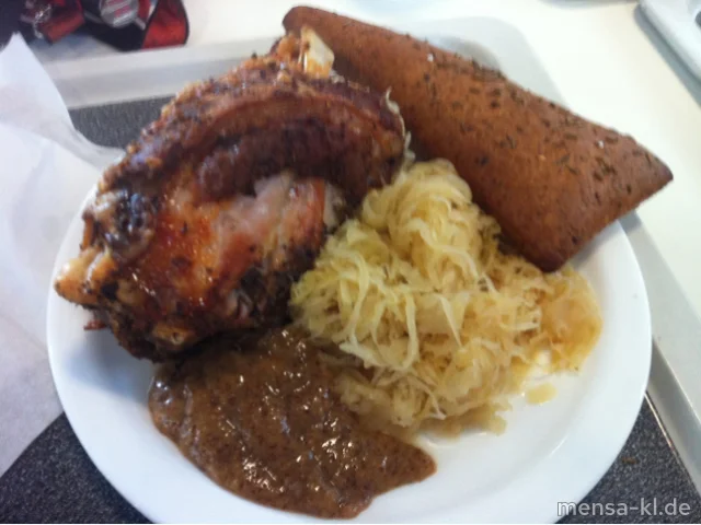 Große Wiesn-Schweinshaxn (S) mit Sauerkraut und einer Kümmel-Semmel