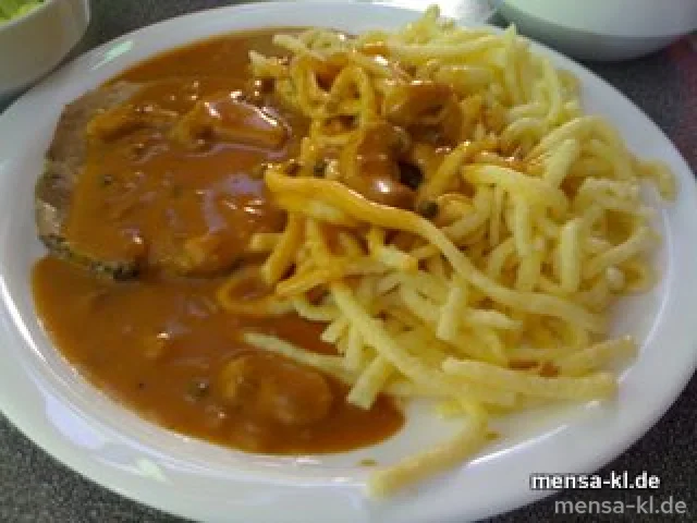 Brasilianischer Pfefferbraten (S), Spätzle und Salat 