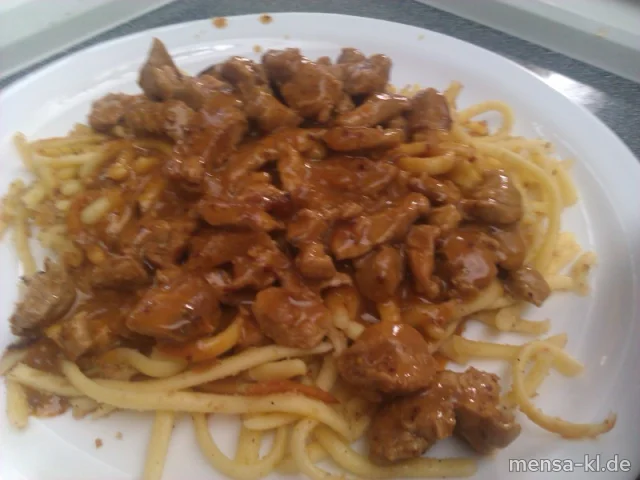 Schweinelende-Geschnetzeltes mit Dijonsenfsoße, Spätzle