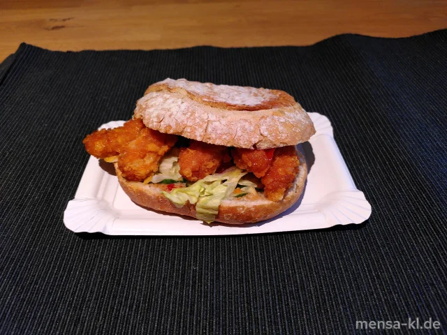 Hähnchen-Chili-Sticks (1,Gl,La,G) mit süß-saurer Soße im Baguettebrötchen (Gl)