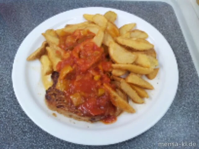 Schweinerückensteak "Diavolo" (S) mit Potato Wedges