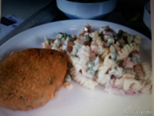 Gemüsekrustie (2,V) mit buntem Nudelsalat (1,V) und Salat (V)