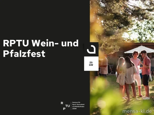 Weinfest der RPTU auf dem Außengelände des UNISPORTs in Kaiserslautern. Live-Musik, Beachvolleyball-Liga, uvm. <a href="https://zsgw.rptu.de/events/weinfest">Details bei ZSGW.</a>