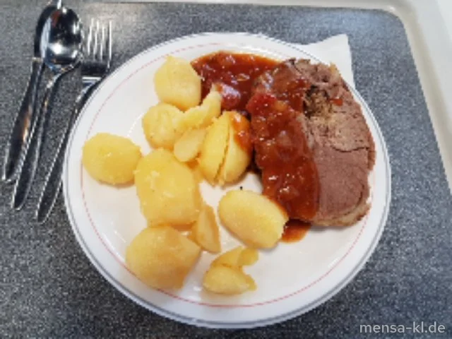 Geschmorte Lammkeule "Provencial" (Sl,Sf,L) und Pariser Kartoffeln