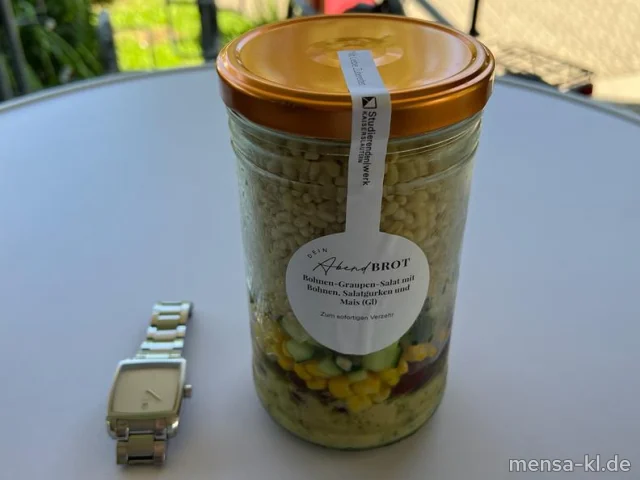 Bohnen-Graupen-Salat mit Bohnen, Salatgurken und Mais (Gl)