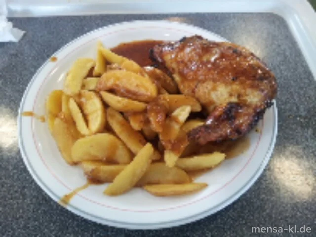 Kikok-Maishähnchenbrustfilet (G) mit Honig-Senfsoße und Potato Wedges
