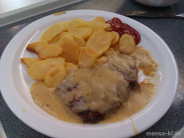 Argentinisches Rumpsteak (R) mit Sauce Bernaise und Pommes-Chips