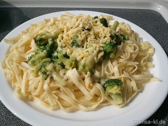 Große Portion Tagliatelle (V) "Veronese" mit Broccoli-Sahnesoße (V), geriebenem Käse (1,2,V) und Salat (V)