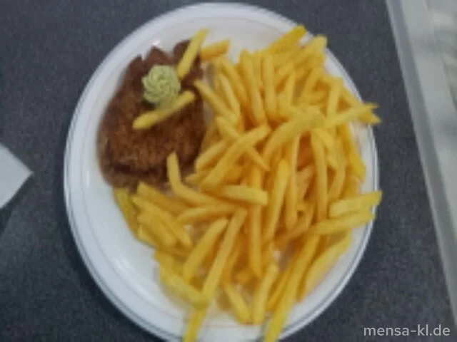 Schweinerückensteak (S) mit Kräuterbutter und Pommes-Frites