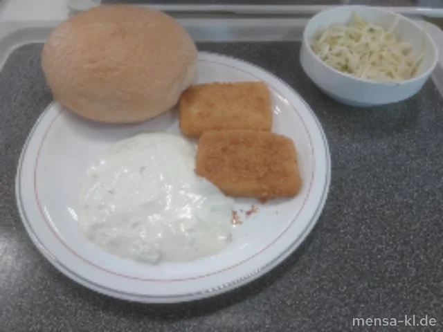 Gebackener griechischer Hirtenkäse (Gl,La,V) mit Tzatziki (9,Gl,Ei,La,So,V), Dönerbrot (Gl,Se,V) und Krautsalat (1,5,9,Gl,Ei,Sw,So,V)