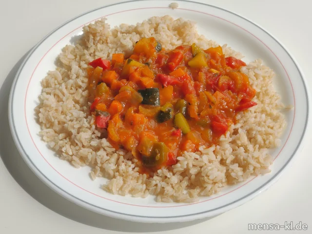 Gemüse Jambalaya (Sl) mit Naturreis und Rote-Beete-Salat