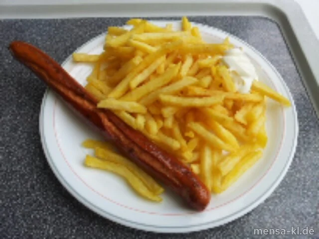 'Teufelswurst' (4,8,R,S) - das Original wie auf dem 'Betze', dazu Pommes-Frites