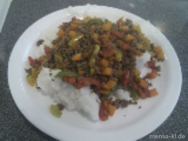 Rindfleisch (R) mit weißem Rettich und Karotten, Duftreis